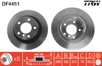 Set di (2) dischi freno TRW DF4451
