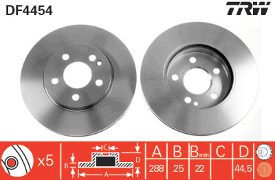 Set di (2) dischi freno TRW DF4454