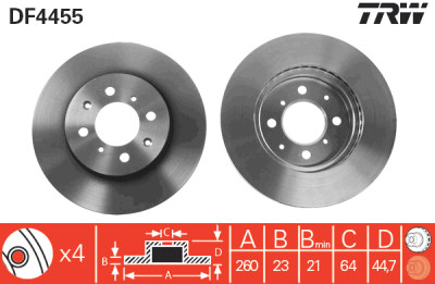 Set di (2) dischi freno TRW DF4455