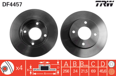 Set di (2) dischi freno TRW DF4457