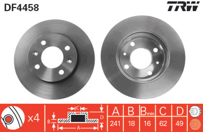 Set di (2) dischi freno TRW DF4458