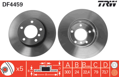 Set di (2) dischi freno TRW DF4459