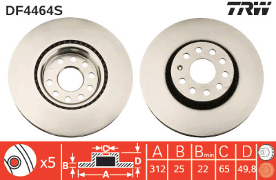 Disco freno TRW DF4464S