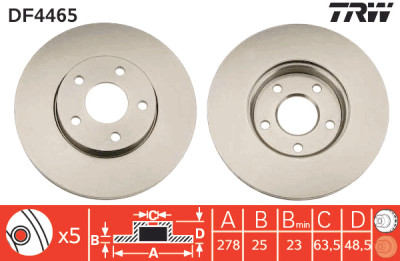 Set di (2) dischi freno TRW DF4465