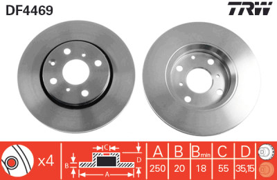 Set di (2) dischi freno TRW DF4469