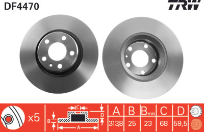Set di (2) dischi freno TRW DF4470