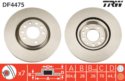 Set di (2) dischi freno TRW DF4475
