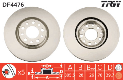 Set di (2) dischi freno TRW DF4476