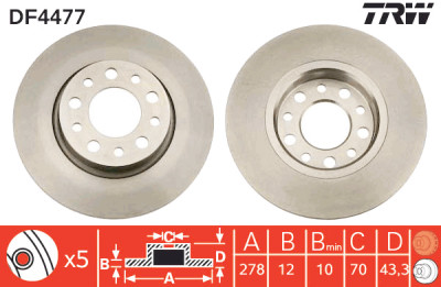 Set di (2) dischi freno TRW DF4477