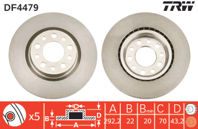 Set di (2) dischi freno TRW DF4479