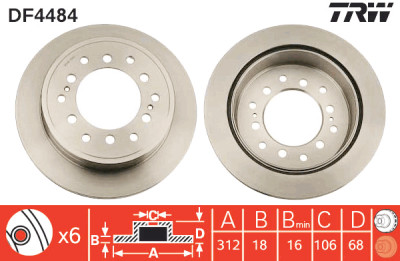 Set di (2) dischi freno TRW DF4484