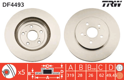 Set di (2) dischi freno TRW DF4493