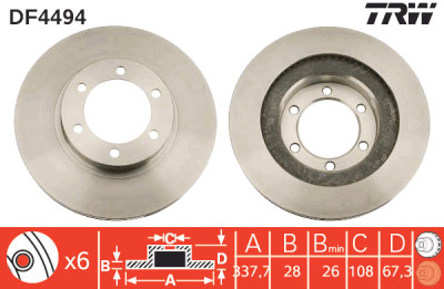Set di (2) dischi freno TRW DF4494