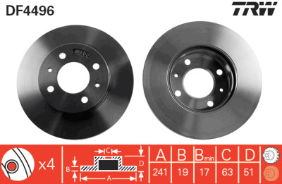 Set di (2) dischi freno TRW DF4496