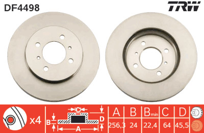 Set di (2) dischi freno TRW DF4498