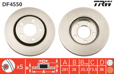 Set di (2) dischi freno TRW DF4550