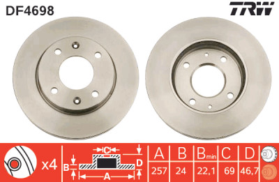 Set di (2) dischi freno TRW DF4698
