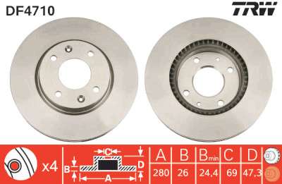 Set di (2) dischi freno TRW DF4710