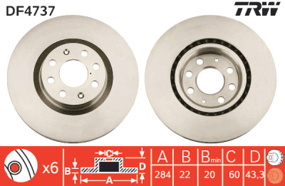 Set di (2) dischi freno TRW DF4737