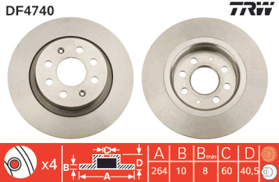 Set di (2) dischi freno TRW DF4740