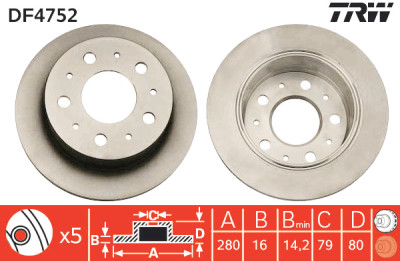 Set di (2) dischi freno TRW DF4752
