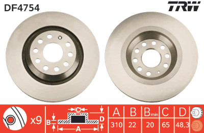 Set di (2) dischi freno TRW DF4754