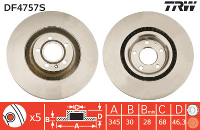 Disco freno TRW DF4757S