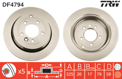 Set di (2) dischi freno TRW DF4794