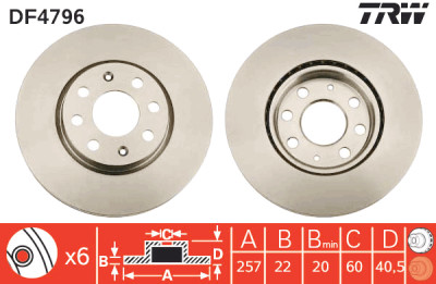 Set di (2) dischi freno TRW DF4796