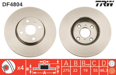 Set di (2) dischi freno TRW DF4804