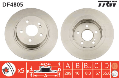 Set di (2) dischi freno TRW DF4805
