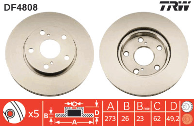 Set di (2) dischi freno TRW DF4808