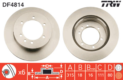 Set di (2) dischi freno TRW DF4814