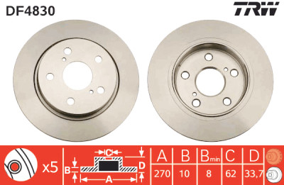 Set di (2) dischi freno TRW DF4830