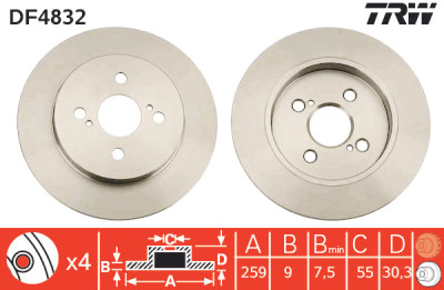 Set di (2) dischi freno TRW DF4832