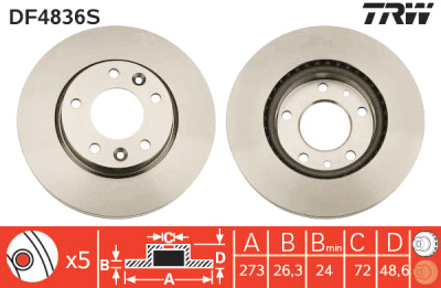 Disco freno TRW DF4836S