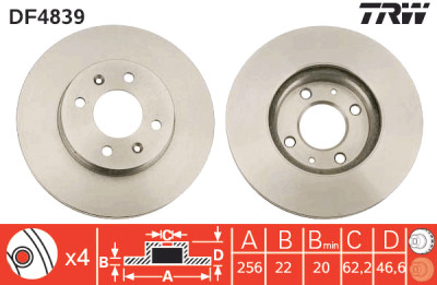 Set di (2) dischi freno TRW DF4839