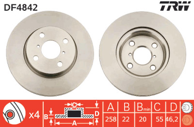 Set di (2) dischi freno TRW DF4842
