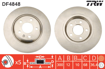 Set di (2) dischi freno TRW DF4848