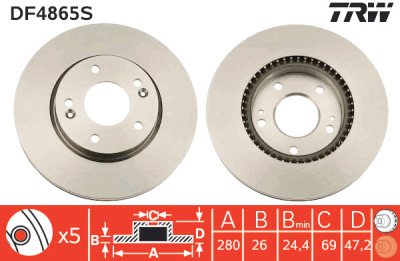 Disco freno TRW DF4865S