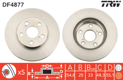 Set di (2) dischi freno TRW DF4877