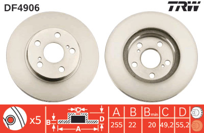 Set di (2) dischi freno TRW DF4906