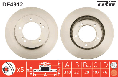 Set di (2) dischi freno TRW DF4912