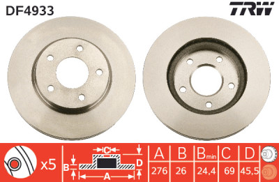 Set di (2) dischi freno TRW DF4933