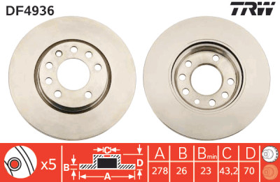Set di (2) dischi freno TRW DF4936