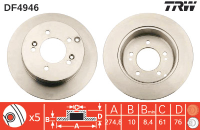 Set di (2) dischi freno TRW DF4946