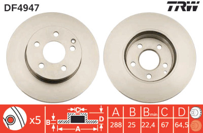 Set di (2) dischi freno TRW DF4947