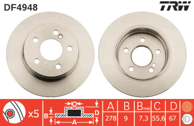 Set di (2) dischi freno TRW DF4948