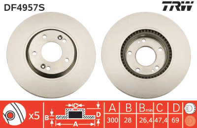 Disco freno TRW DF4957S