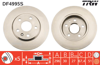 Disco freno TRW DF4995S